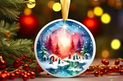 Nativity Scene Winter Scene Round Christmas Ornament Product Image 1