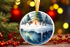 3D Nativity Scene Winter Round Christmas Ornament Product Image 1