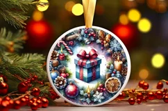 Gift Winter Round Christmas Ornament Sublimation PNG Product Image 3