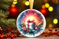 Gift Winter Round Christmas Ornament Sublimation PNG Product Image 1