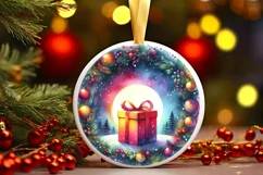 Gift Winter Round Christmas Ornament Sublimation PNG Product Image 3
