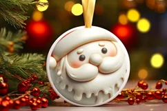 3D Martzipan Santa Round Ornament Sublimation PNG Product Image 1