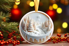 Round Christmass Ornament Sublimation|Clipart Product Image 1