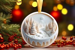 Winter Scene 3D Martzipan Round Ornament Sublimation PNG Product Image 3