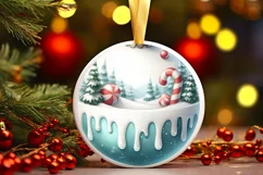 3D Winter Scene with Candies Ornament Sublimation PNG Product Image 1