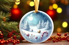 3D Winter Scene with Candies Ornament Sublimation PNG Product Image 3