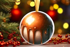 3D Martzipan Winter Scene Round Ornament Sublimation PNG Product Image 3