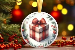Gift Round Christmass Ornament Sublimation PNG Product Image 1