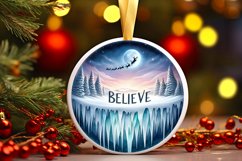 3D Winter Scene with Believe Ornament Sublimation PNG Product Image 3