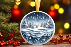 3D Winter Scene with Believe Ornament Sublimation PNG Product Image 3