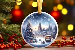 3D Winter Scene Spain Ornament Sublimation PNG Product Image 3