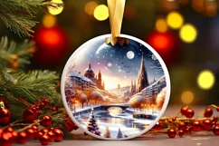 3D Winter Scene Spain Ornament Sublimation PNG Product Image 3
