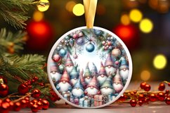 Winter Gnomes Pastel Round Christmass Ornament Sublimation Product Image 3