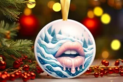 Sexy Lips Winter Christmas Ball Scene Sublimation PNG Product Image 3