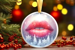 Sexy Lips Winter Christmas Ball Scene Sublimation PNG Product Image 1
