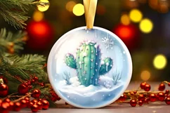 Pastell Winter Christmas Ball Scene Cactus Sublimation PNG Product Image 3