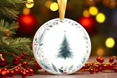 Christmas Tree Round Ornament Sublimation PNG Product Image 3
