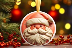 3D Martzipan Santa Round Ornament Sublimation PNG Product Image 3