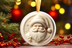 3D Martzipan Santa Round Ornament Sublimation PNG Product Image 3