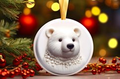 Polar Bear 3D Martzipan Round Ornament Sublimation PNG Product Image 3