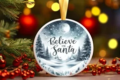 a simple winter scene believe in santa round ornament png Product Image 1