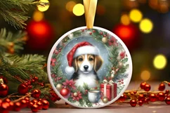 Dog Round Christmass Ornament Sublimation PNG Product Image 3
