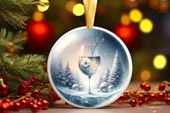 Winter Christmas Ball Scene Champagne Sublimation PNG Product Image 1