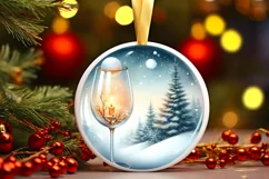 Winter Christmas Ball Scene Champagne Sublimation PNG Product Image 3