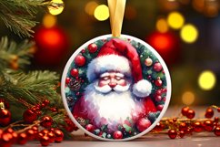 Santa Round Christmas Ornament Sublimation PNG Product Image 3