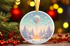 Pastel Christmas Molten Candy Scene Round Christmas Ornament Product Image 1