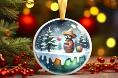 Winter Christmas Ball Scene Mexican Person Sublimation PNG Product Image 3