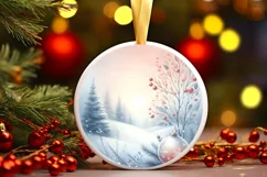 Winter Christmas Ball Scene Sublimation PNG Product Image 1
