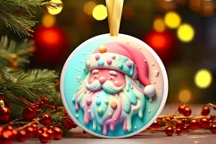 3D Santa Round Ornament Sublimation PNG Product Image 1