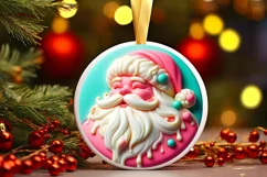 3D Santa Round Ornament Sublimation PNG Product Image 3