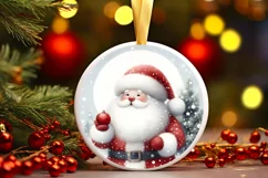 Santa Image Round Ornament Sublimation PNG Product Image 3
