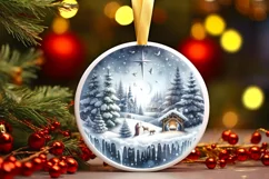 Nativity Winter Christmas Ball Scene Sublimation PNG Product Image 1