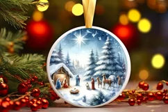 Nativity Winter Christmas Ball Scene Sublimation PNG Product Image 1