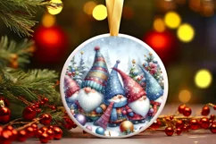 Winter Gnomes Round Ornament Sublimation PNG Product Image 3