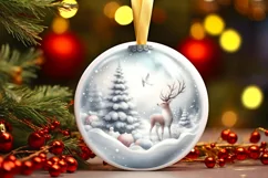 Reindeer Winter Christmas Ball Scene Sublimation PNG Product Image 3