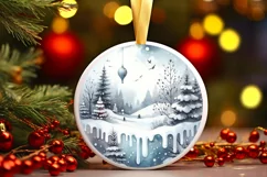 Winter Christmas Ball Scene Tour Eifel Sublimation PNG Product Image 1