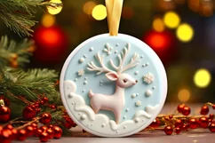 3D Christmas Deer Ornament Sublimation PNG Product Image 3
