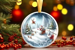 Winter Christmas Ball Scene with Santa Sublimation PNG Product Image 3