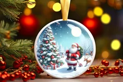 Winter Christmas Ball Scene with Santa Sublimation PNG Product Image 3