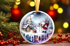 Winter Christmas Ball Scene with Santa Sublimation PNG Product Image 1