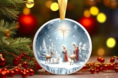 Nativity Winter Christmas Ball Scene Sublimation PNG Product Image 1