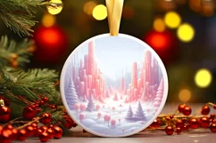 Pastell Molten Candy Winter Scene Round Ornament Sublimation Product Image 3