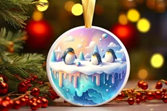 Pastel Penguin Winter Scene Sublimation PNG Product Image 2