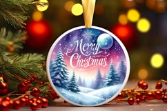 Merry Christmas Round Christmas Ornament Sublimation PNG Product Image 3