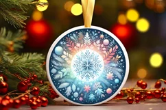 Colorful Pastel Snowflake Ornament Sublimation PNG Product Image 3