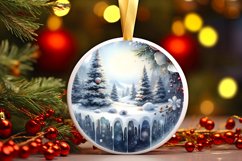 3D Winter Scene with Flowers Ornament Sublimation PNG Product Image 3